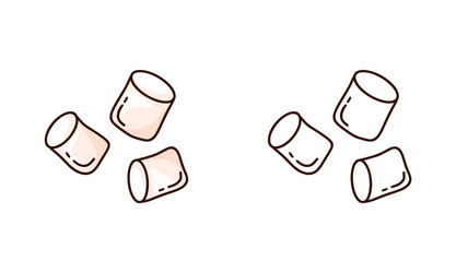 Marshmallows doodle icon linear and color vector