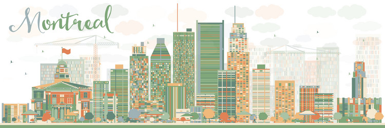 abstract montreal skyline with color buildings vector