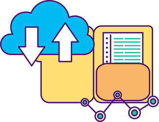 cloud computing folder document download upload vector image