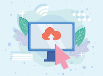 cloud computing in computer with cursor vector image