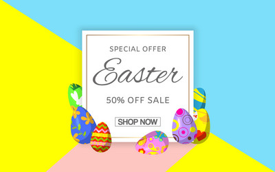 Easter sale with eggs hunt banner vector