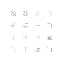 files and folders sign simple linear icons set vector image