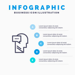 Mind dialog inner head line icon with 5 steps vector