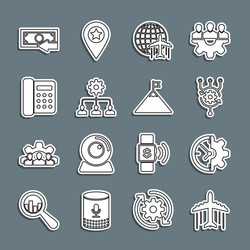 set line plane clock and gear algorithm globe vector image