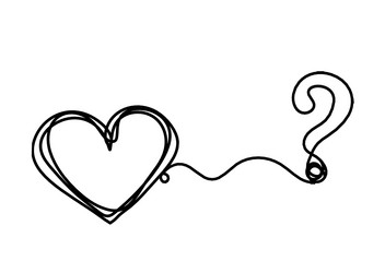 abstract heart with question mark as continuous vector image