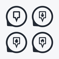 map pointer icons home food and user location vector image