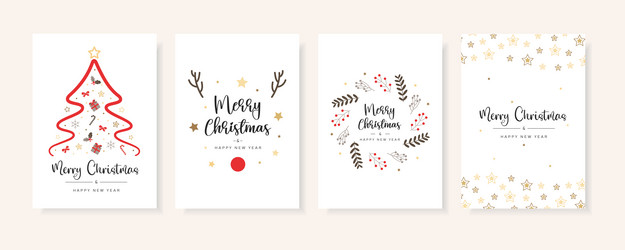 merry christmas and happy new year set vector