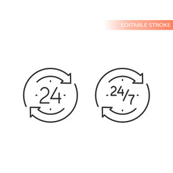 24 7 non stop arrow circle loop icon vector image