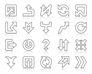 arrow pointer simple black line icons set vector image