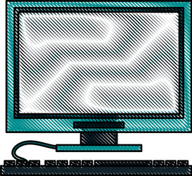 computer monitor and keyboard icon image vector