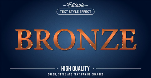 Editable text style effect - bronze color theme vector
