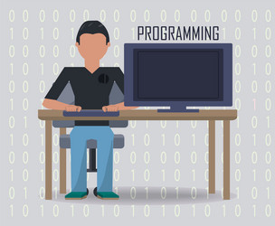 web developer working on computer programming vector image