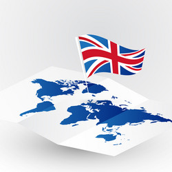 Great britain flag on abstract world map vector