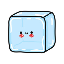 Cute ice cube sticker character hand drawn Vector Image
