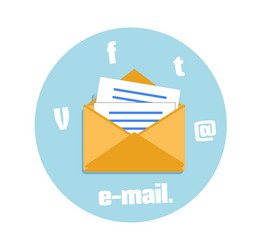 Open envelope with e-mail sign con vector