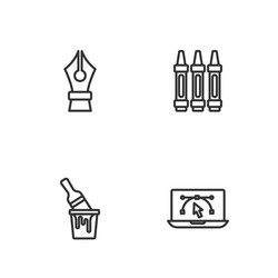 set line computer with design program paint vector image