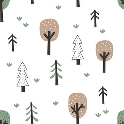 Seamless cute minimalist pattern with trees vector