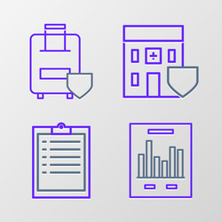 Set line document with graph chart clipboard vector