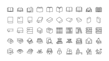 Library icon set Royalty Free Vector Image - VectorStock