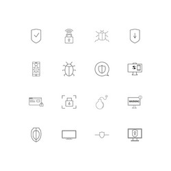 internet security simple linear icons set vector image