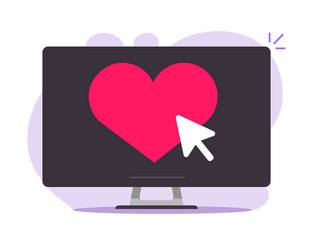 Heart as like button online on computer screen vector