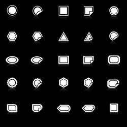 label icons with reflect on black background vector