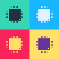 Pop art computer processor with microcircuits cpu vector