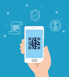 scan code qr with smartphone and icons vector image
