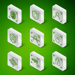 set line fingerprint with lock voice recognition vector image