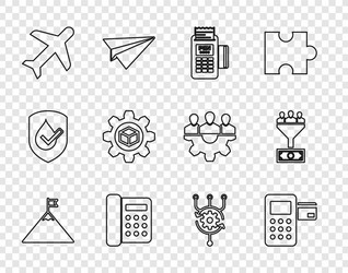 set line mountains and flag pos terminal vector image