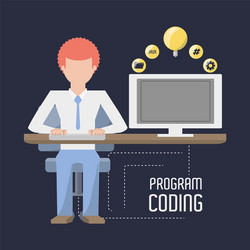 web developer working on computer programming vector image