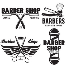Barber Shop Badge Set - Vintage Style Vector Image