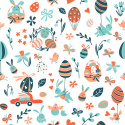 Funny happy easter seamless pattern background vector