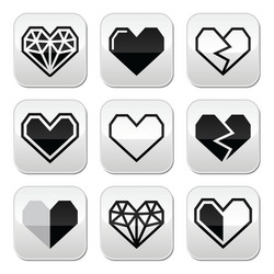 geometric heart for valentines day grey buttons vector