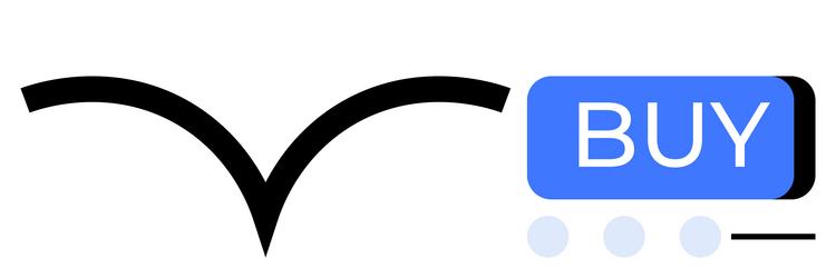 hand cursor clicking a blue buy button with three vector image