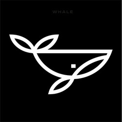 logo whale in a line an outline flat design style vector