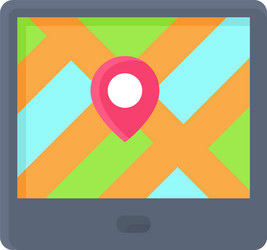 map on tablet icon location and navigation vector