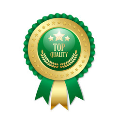 top quality rosette placed on white background vector