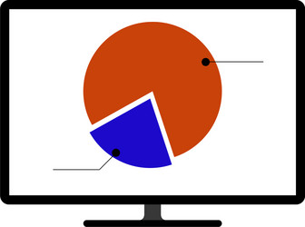 colored pie chart graph on a computer screen vector image