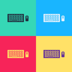 pop art computer keyboard and mouse icon isolated vector image