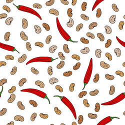 Seamless pattern with red pepper chili vector