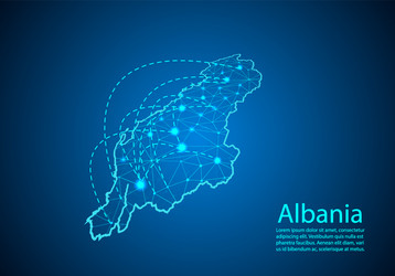 albania map with nodes linked by lines concept vector