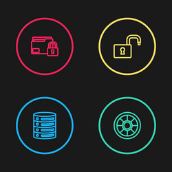 set line server data web hosting safe open vector image