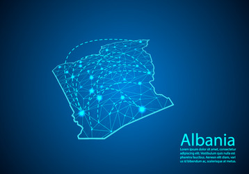 Algeria map with nodes linked by lines concept vector