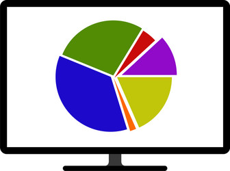colored pie chart graph on a computer screen vector image
