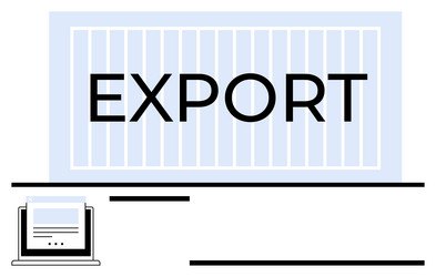 export container with bold text and digital vector image