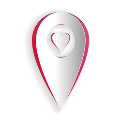 paper cut map pointer with heart icon isolated vector image