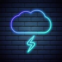 cloud and lightning simple outline icon linear vector