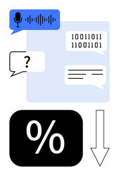 digital communication with binary dialogue voice vector image
