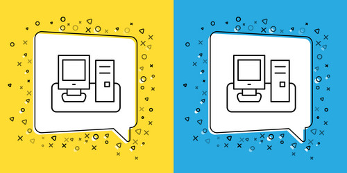 Set line computer monitor with keyboard and mouse vector